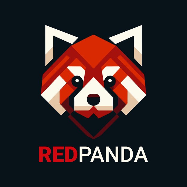 estilo de diseño del logotipo del vector de panda rojo