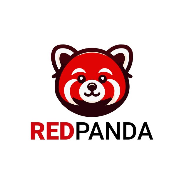 estilo de diseño del logotipo del vector de panda rojo