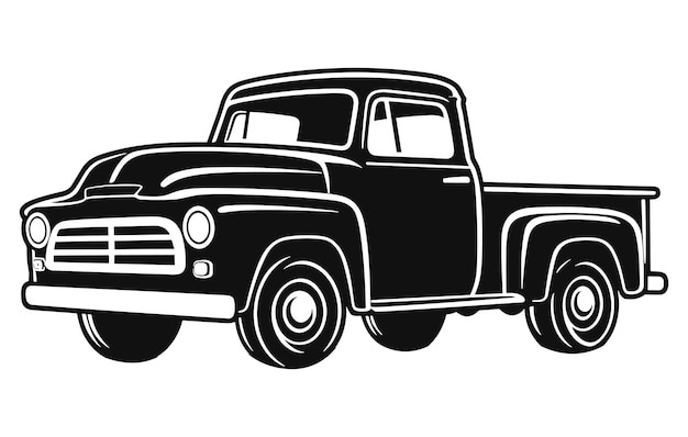 Estilo de diseño monocromático del logotipo de la camioneta pickup vintage