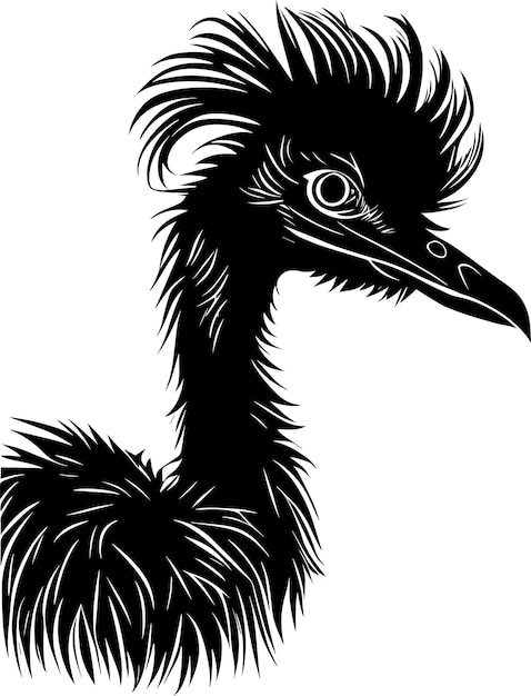 Estilo de diseño monocromático del logotipo de la mascota de avestruz