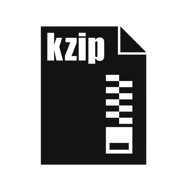 Estilo de diseño plano de icono de archivo negro Kzip