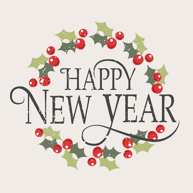 Estilo de diseño plano insignia e icono de feliz año nuevo plantilla de logotipo de feliz año nuevo tarjeta de feliz año nuevo