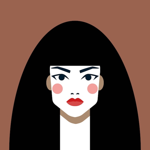 Estilo de diseño plano de retrato de mujer minimalista Ilustración colorida de moda Arte de avatar de cara femenina