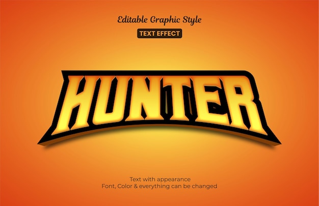 Estilo de e-sport para juegos de Orange Hunter, efecto de estilo de texto editable
