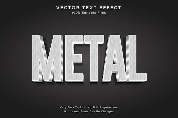 Estilo editable de efecto de texto 3d de metal