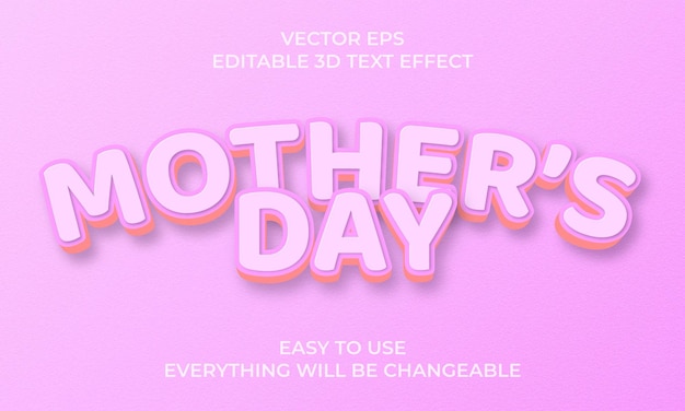 Vector estilo de efecto de texto 3d del día de la madre con fondo simple