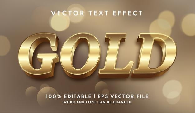 Estilo de efecto de texto 3D dorado de lujo