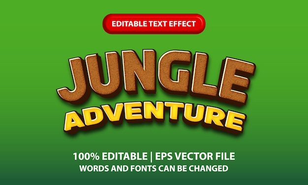 Estilo de efecto de texto 3d editable de aventura en la jungla