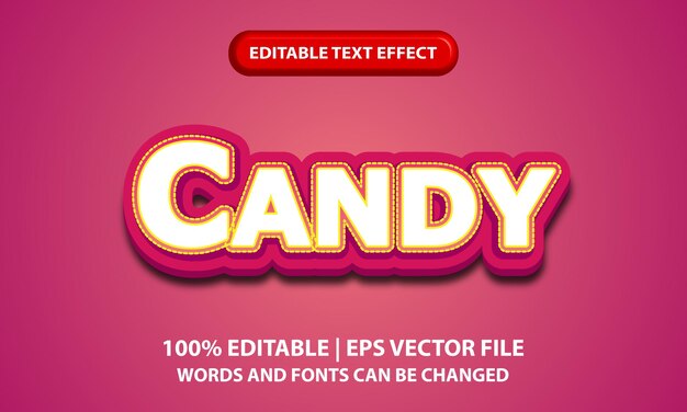 Estilo de efecto de texto 3D editable Candy
