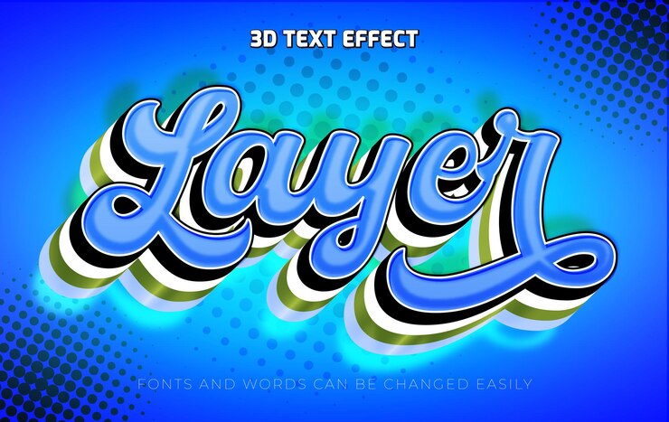 Vector estilo de efecto de texto 3d editable de capa azul funky