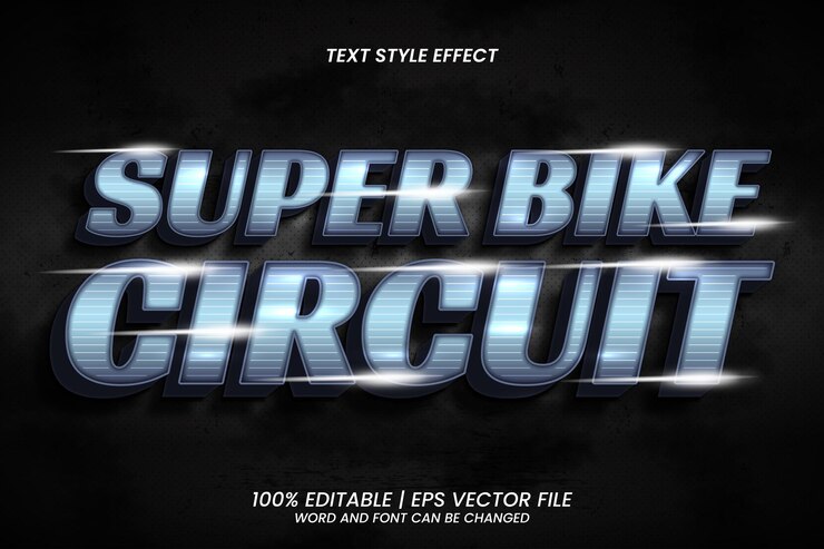 Vector estilo de efecto de texto 3d editable del circuito de super bike