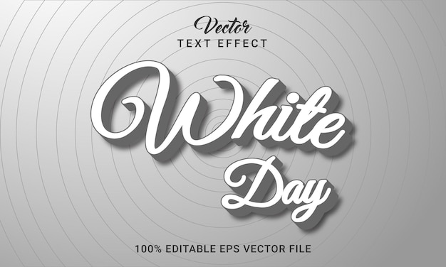 Estilo de efecto de texto 3d editable de día blanco