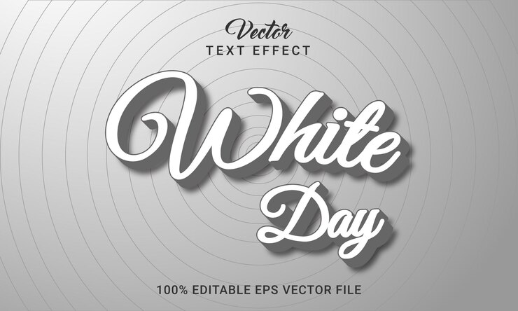 Vector estilo de efecto de texto 3d editable de día blanco