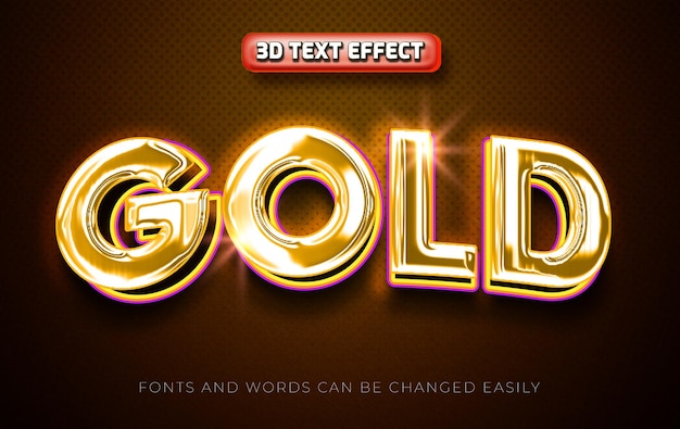 Estilo de efecto de texto 3D editable dorado y brillante