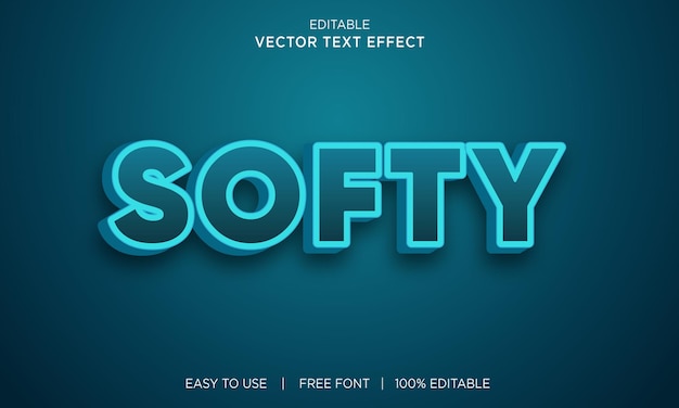 Estilo de efecto de texto 3d editable softy vector premium