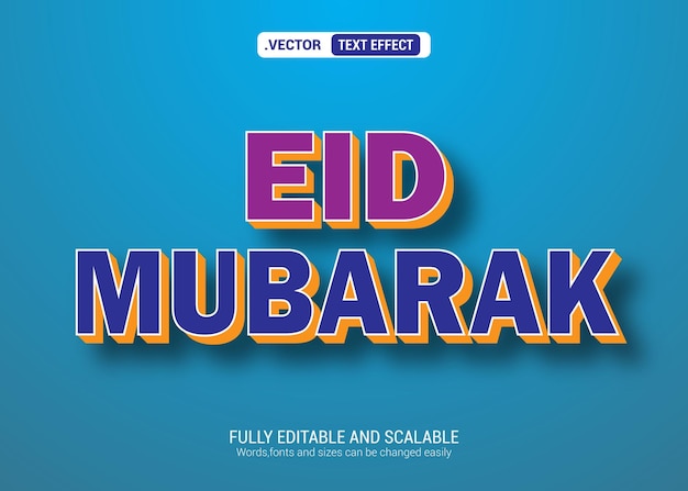 Estilo de efecto de texto 3d de Eid Mubarak Efecto de texto 3D editable con el concepto de texto de Eid Mubarak