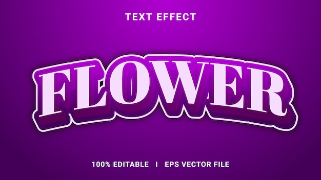 Estilo de efecto de texto 3D de flor vectorial