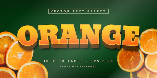 Vector estilo de efecto de texto 3d de fruta naranja