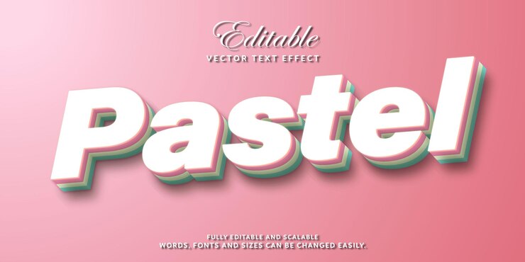 Estilo de efecto de texto 3D en negrita pastel