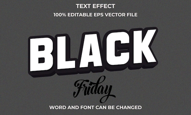 Estilo de efecto de texto 3d de viernes negro Efecto de texto 3D editable con concepto de texto de viernes negro