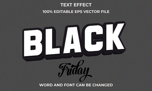 Estilo de efecto de texto 3d de viernes negro efecto de texto 3d editable con concepto de texto de viernes negro