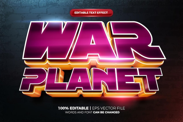 Estilo de efecto de texto 3D de War Planet Game