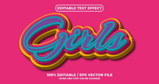 Vector estilo de efecto de texto de chicas