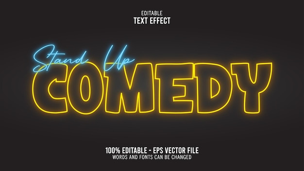 Vector estilo de efecto de texto de comedia stand up 3d