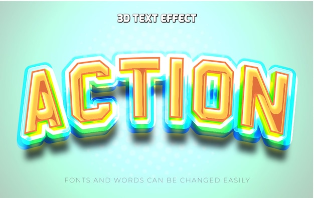 Estilo de efecto de texto editable 3d de acción