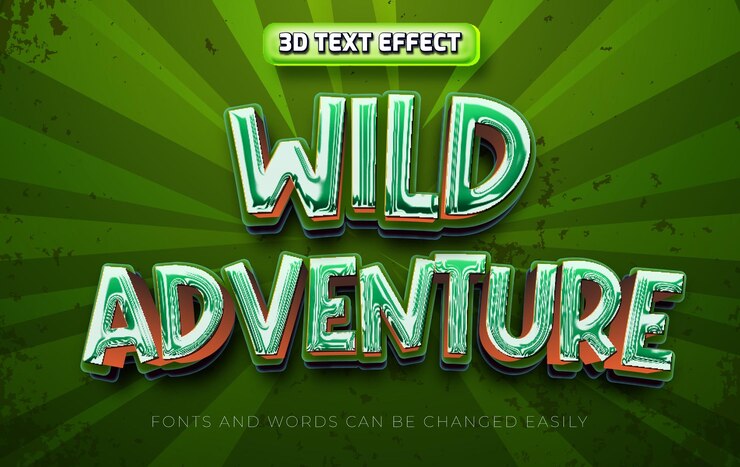 Vector estilo de efecto de texto editable 3d de aventura salvaje