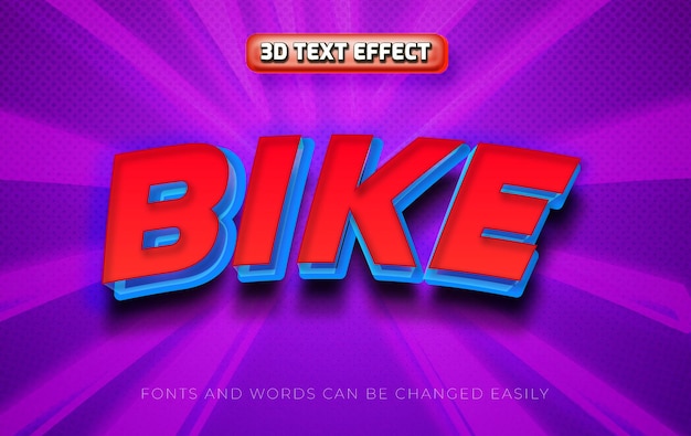 Estilo de efecto de texto editable 3d de bicicleta
