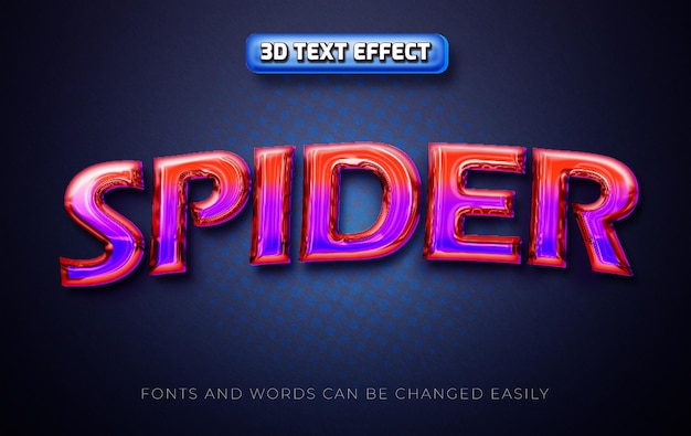 Vector estilo de efecto de texto editable 3d brillante de araña