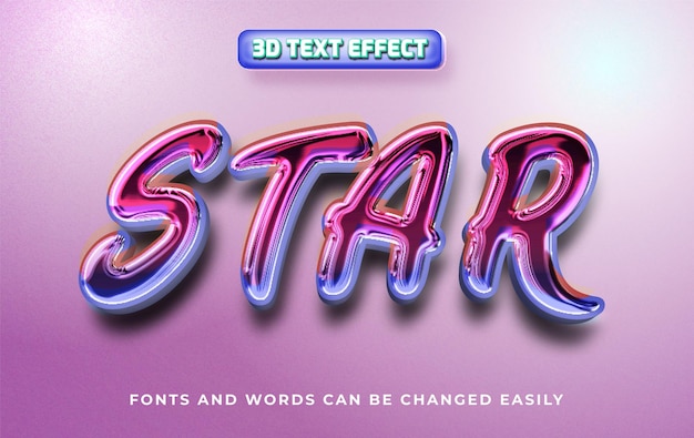 Vector estilo de efecto de texto editable en 3d de la celebridad estrella