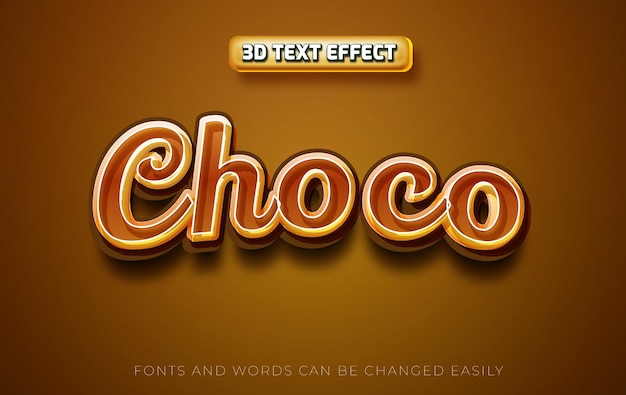 Estilo de efecto de texto editable 3d de chocolate