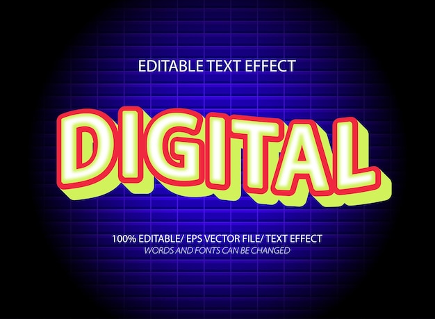 Estilo de efecto de texto editable 3d digital