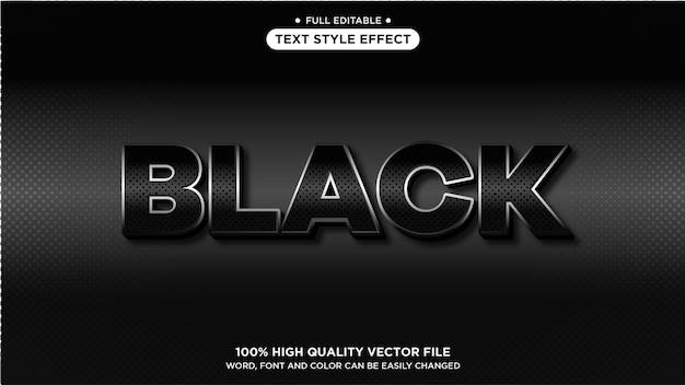 Vector estilo de efecto de texto editable 3d elegante de metal negro