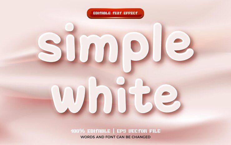 Vector estilo de efecto de texto editable 3d elegante rosa suave blanco simple