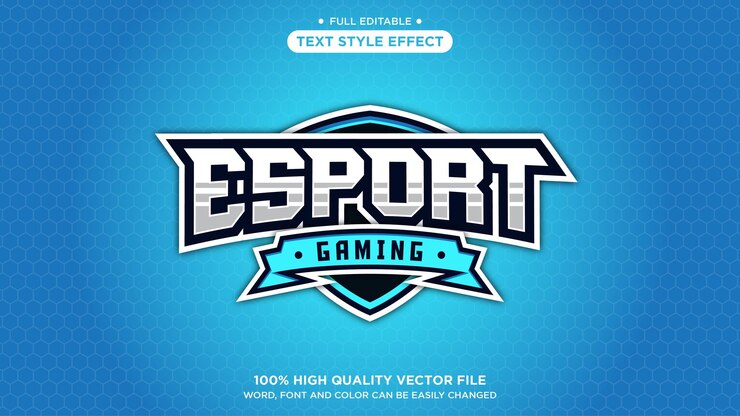 estilo de efecto de texto editable 3d de escudo de juego de esport moderno
