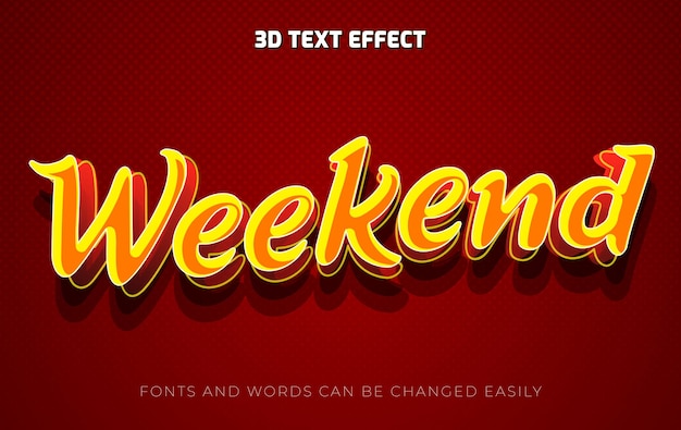 Estilo de efecto de texto editable en 3D para el fin de semana