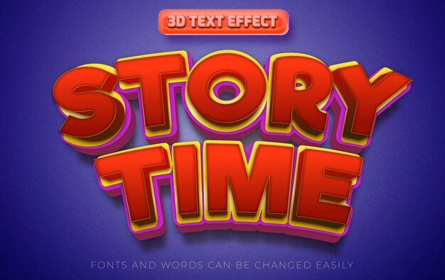 Estilo de efecto de texto editable 3d de hora del cuento