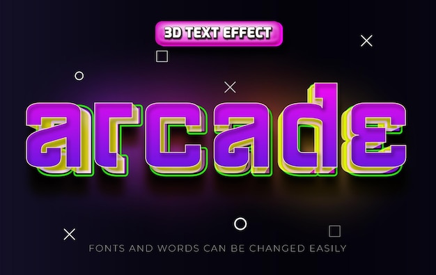 Estilo de efecto de texto editable 3d de juegos de arcade