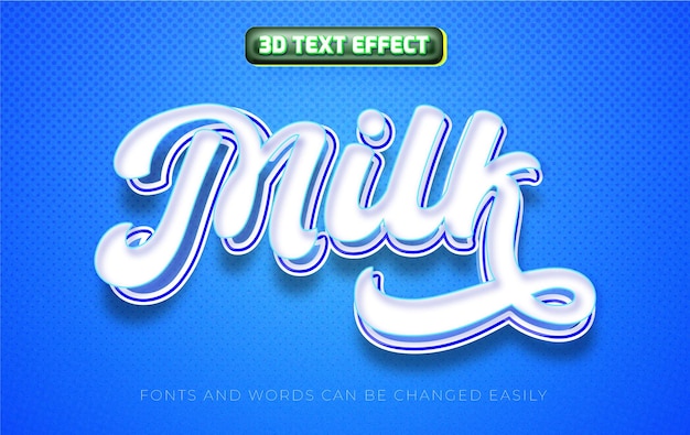Estilo de efecto de texto editable en 3D de leche