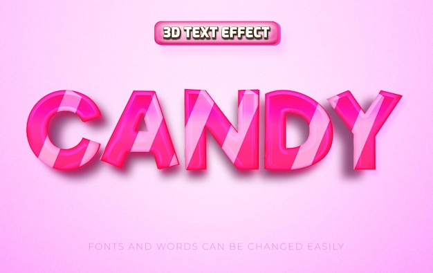 Vector estilo de efecto de texto editable 3d lindo caramelo