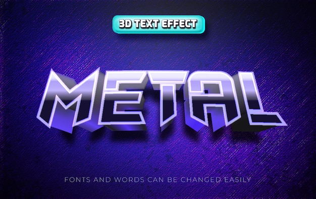 Estilo de efecto de texto editable 3d de metal