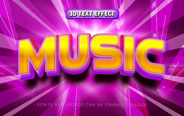 Estilo de efecto de texto editable 3d de música