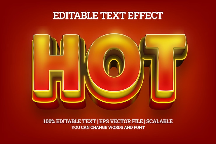 Vector estilo de efecto de texto editable 3d en negrita caliente
