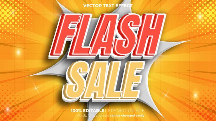 Vector estilo de efecto de texto editable 3d en negrita de venta flash de vector