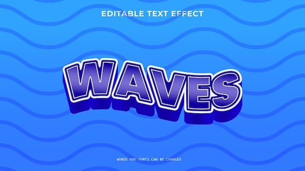 Vector estilo de efecto de texto editable 3d de ondas