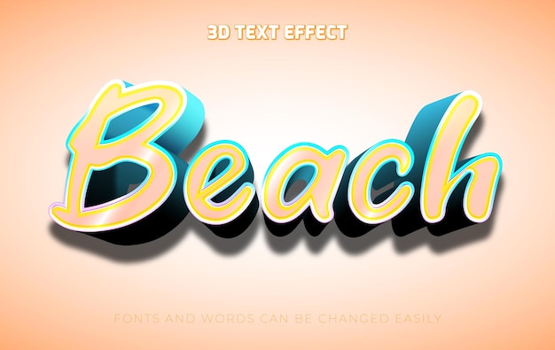Estilo de efecto de texto editable 3d de playa