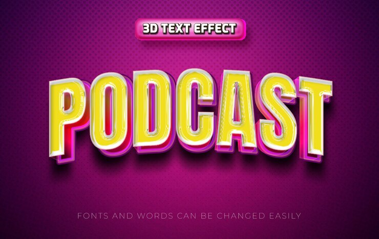 Vector estilo de efecto de texto editable 3d de podcast
